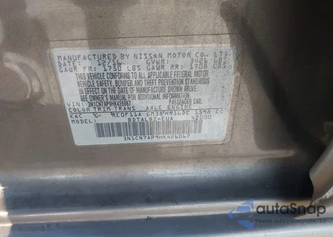 2017 Nissan Versa 1.6 Sv from USA, damaged, VIN 3N1CN7AP9HK426067